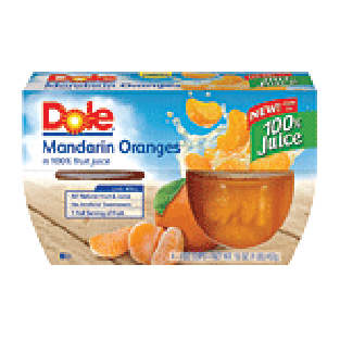 Dole Fruit Bowls Mandarin Oranges In Light Syrup 4 Oz Cup 4pk
