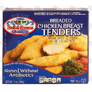 Bell & Evans Air Chilled uncooked breaded chicken breast tenders,12-oz