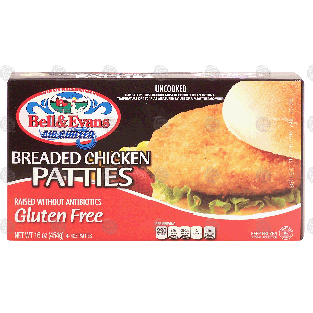 Bell & Evans Air Chilled uncooked breaded chicken patties, raised16-oz