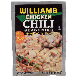 Williams  chicken chili seasoning, seasons 1lb of meat 1.125oz