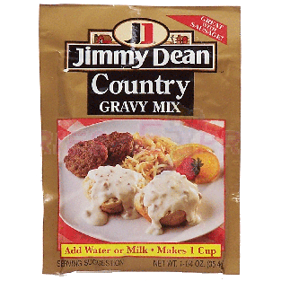 Jimmy Dean  country gravy dry mix add water or milk makes 1 cup  1.25oz