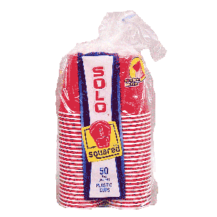 Solo  9 ounce plastic cups with grip contour, squared  50ct