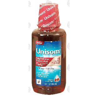 Unisom  nighttime sleep-aid, non-habit forming, cherry flavored 12fl oz