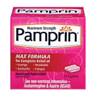 Pamprin  menstrual pain relief, acetaminophen and aspirin 24ct