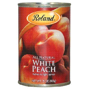 Roland  white peach halves in light syrup 15oz