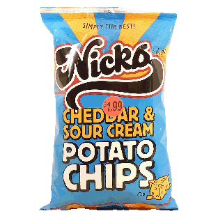 Nicks  cheddar & sour cream flavored potato chips 8oz