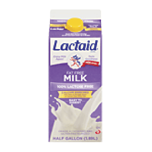 Lactaid Milk 100% Lactose Free Fat Free Calcium Fortified 0.5gal