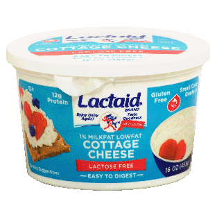 Lactaid Cottage Cheese 1% milkfat lowfat cottage cheese, lactose f16oz