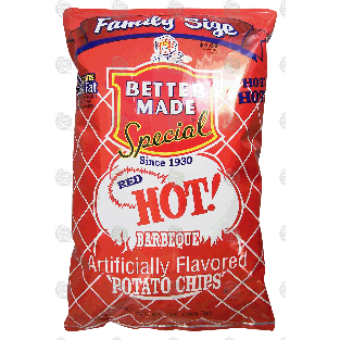 Better Made Family Size red hot! barbecue flavored potato chips  9.5oz