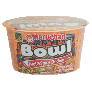 Maruchan Bowl hot & spicy chicken flavor, ramen noodles with veg3.32oz