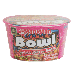 Maruchan Bowl hot & spicy with shrimp, ramen noodles with vegeta3.32oz