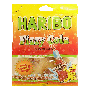 Haribo Fizzy Cola gummi candy; sour, sweet & tangy  5oz