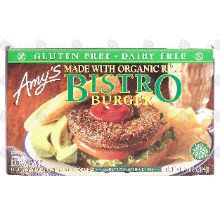 Amy's  bistro veggie burger made with organic rice, gluten free, 10-oz