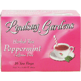 Lindsay Gardens  peppermint herbal tea, caffeine free, 16-tea ba0.34oz