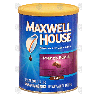 Maxwell House French Roast dark ground coffee, makes up to 90 6-f11-oz