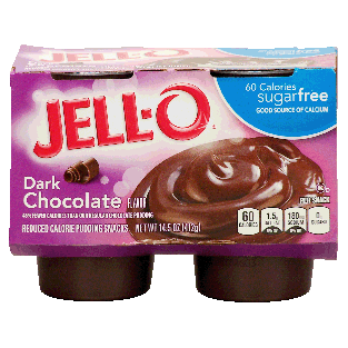 Jell-o  dark chocolate reduced calorie pudding snacks, sugar fre14.5oz