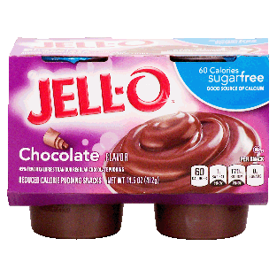 Jell-o  chocolate reduced calorie pudding snacks, sugar free, 4 14.5oz