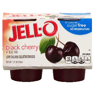 Jell-o  black cherry low calorie gelatin snacks, sugar free, 4 c12.5oz