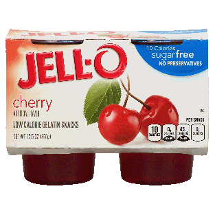 Jell-o  cherry low calorie gelatin snacks, sugar free, 4 cups, r12.5oz