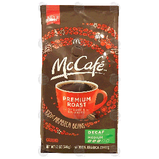 McCafe  premium roast, ground coffee, decaf, medium, 100% arabica12-oz