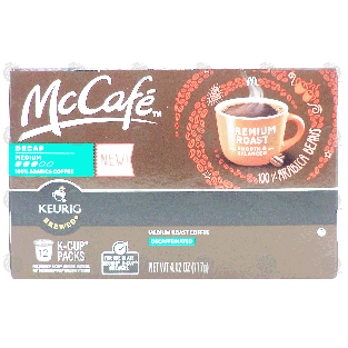 Keurig McCafe decaf premium roast, medium roast coffee, 12 k-cu4.12-oz