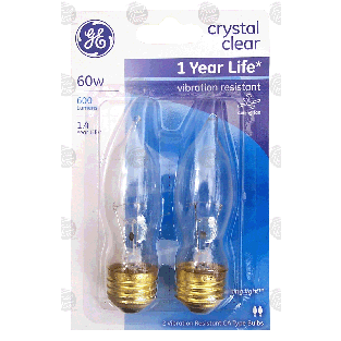 General Electric  crystal clear 60 watt, 600 lumens, ceiling fan, v 2pk