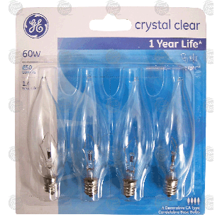 General Electric  crystal clear 60 watt decorative CA type candelab 4pk