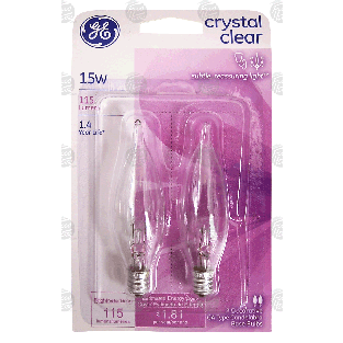 General Electric  15 watt crystal clear decorative CA type candelab 2ct