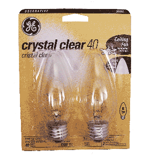 General Electric  40 watts decorative crystal clear ceiling fan lig 2ct