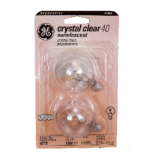 General Electric  40 watt crystal clear auradescent decorative G16  2ct