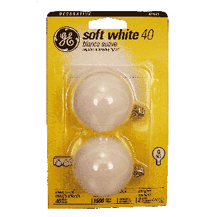 General Electric  40 watt soft white decorative G16 1/2 bulbs, 290  2ct