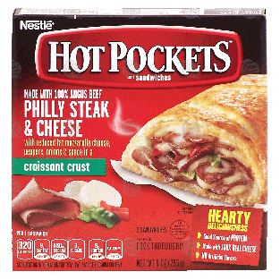 Nestle Hot Pockets 2 philly steak & cheese stuffed sandwiches w/re9-oz