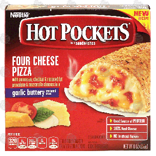Nestle Hot Pockets four cheese pizza with parmesan, cheddar & redu9-oz