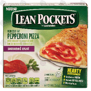 Nestle Lean Pockets reduced fat pepperoni pizza in a seasoned crus9-oz