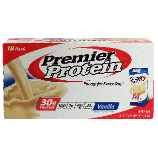 Premier Protein vanilla high protein shakes, ready to drink, 18 1.5gal