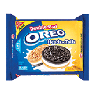 Nabisco Oreo heads or tails double stuf; sandwich cookies 15.25oz