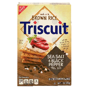 Nabisco Triscuit sea salt & black pepper crackers made with brown r9oz