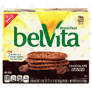 Nabisco Belvita breakfast biscuits, chocolate, 5 ct 8.8oz
