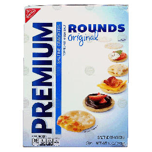 Nabisco Premium saltine crackers topped with sea salt, rounds 10oz