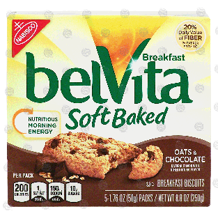Nabisco Belvita soft baked breakfast biscuits, oats & chocolate, 8.8oz