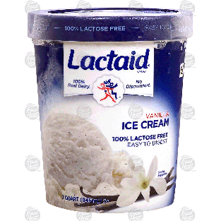 Lactaid  vanilla ice cream, 100% lactose free 1-qt
