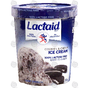 Lactaid  cookies & cream ice cream, 100% lactose free 1-qt