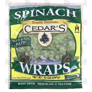 Cedar's  spinach wraps, unbleached, unbromated, no trans fat 10-oz