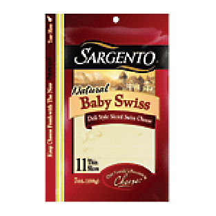 Sargento(R) Natural baby swiss sliced cheese, 11 thin slices 7oz
