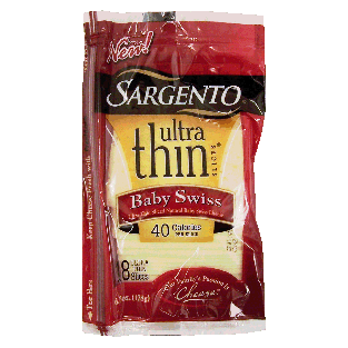 Sargento(R) Ultra Thin sliced natural baby swiss cheese, 40 calor6.3oz