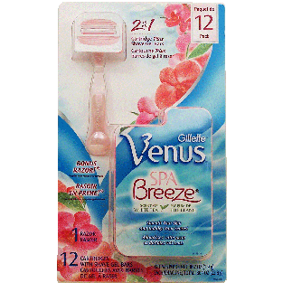 Gillette Venus Spa Breeze; 1 razor with 12 cartridges, scent of whi1ct