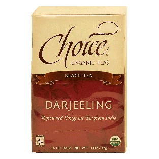 Choice  darjeeling organic black tea, 16-bags 1.1oz