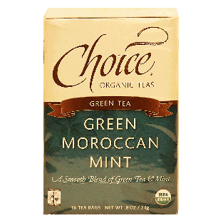 Choice  green moroccan mint organic tea, 16-bags 0.8oz