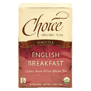 Choice  english breakfast black tea, organic ceylon assam & east 1.1oz