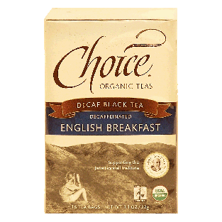 Choice English Breakfast decaffeinated black tea, 16-bags 1.1oz